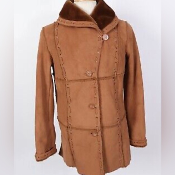 Dennis Basso Vintage Suede Sherpa Pennylane Coat - Picture 3 of 7